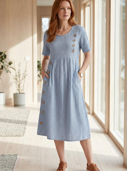 Alma Everyday Midi Dress Blue - Editorial Scandinavian