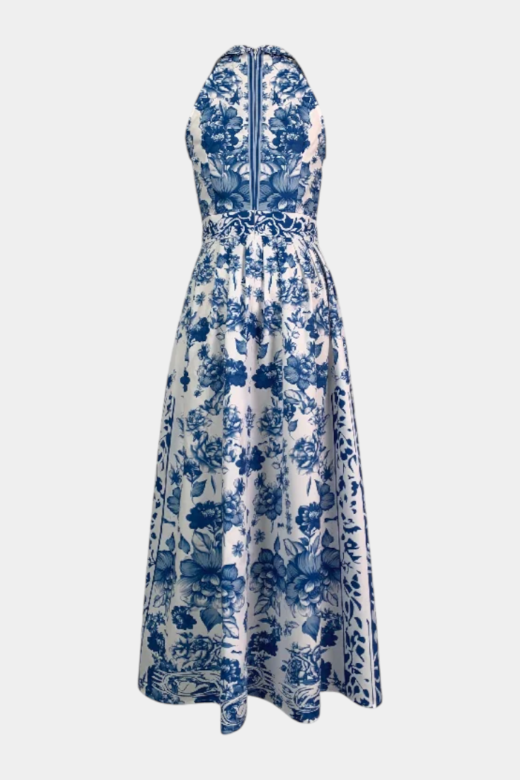 Persephone | Vestido Largo Halter con Estampado Elegante