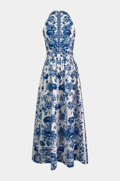Persephone | Vestido Largo Halter con Estampado Elegante