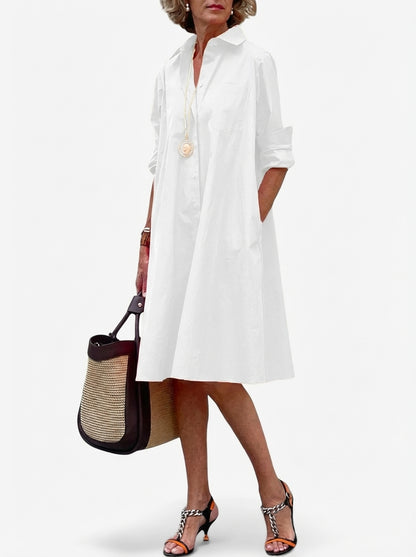 Larissa Cotton-Silk Midi Dress - White