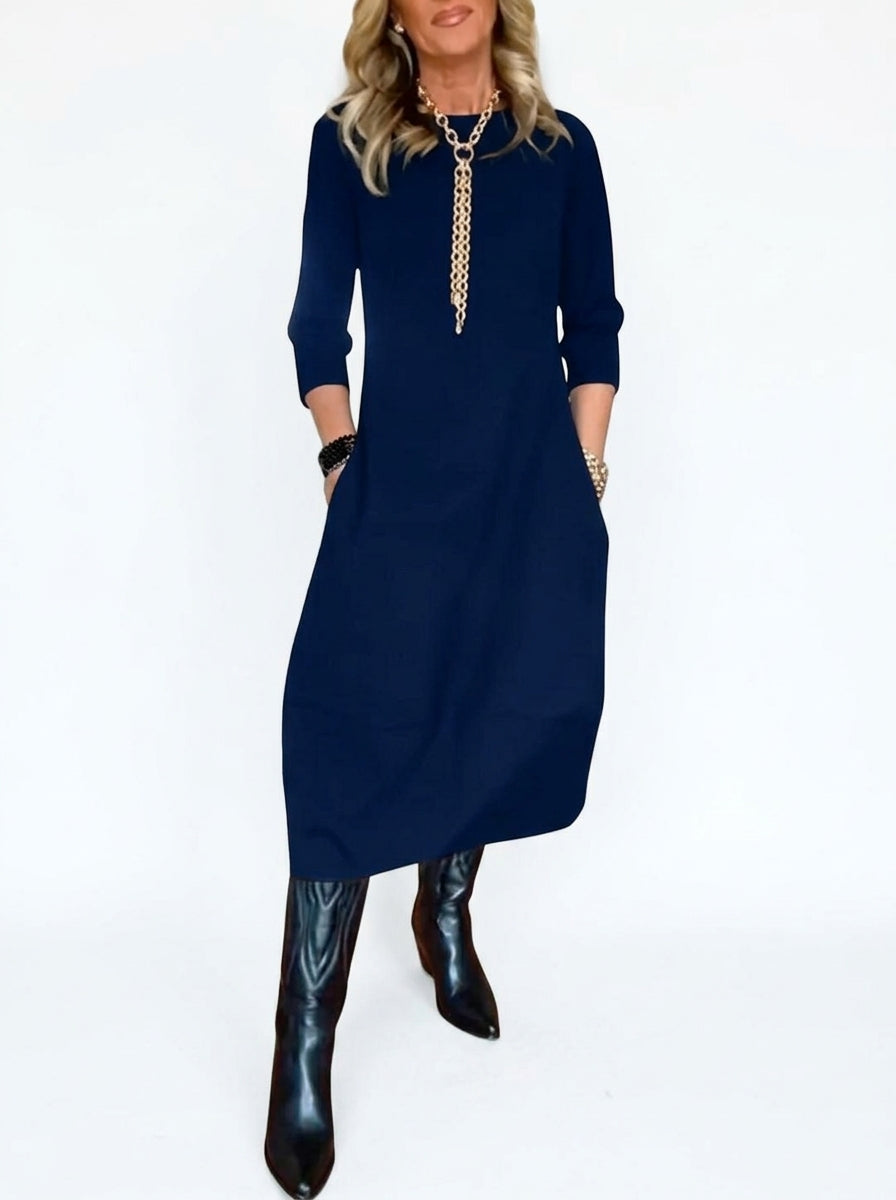 Isabel Minimalist Dress - Navy Blue
