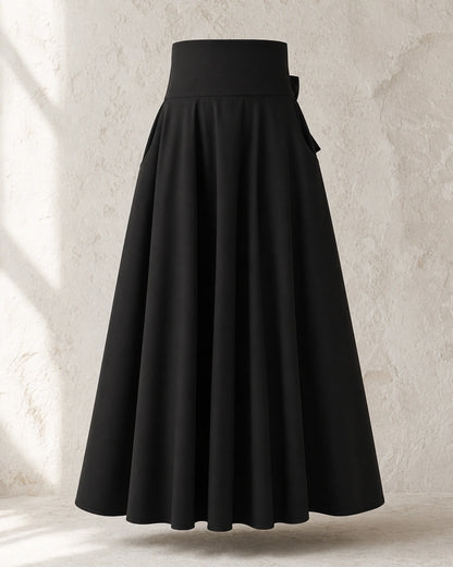 Falda midi de mujer de cintura alta con lazo y bolsillos — image 8