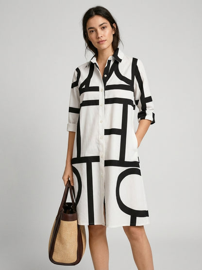 Ramona Spring-Summer Shirt Dress | Button-Front, Modern, Casual Chic