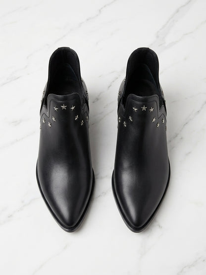 Women's Studded Ankle Boots – Slip-On Block Heel Side Studs