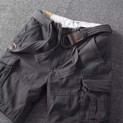 Pantalones Cargo de Hombre – Pantalón Corto de Algodón con Cinturón y Cierre de Botón