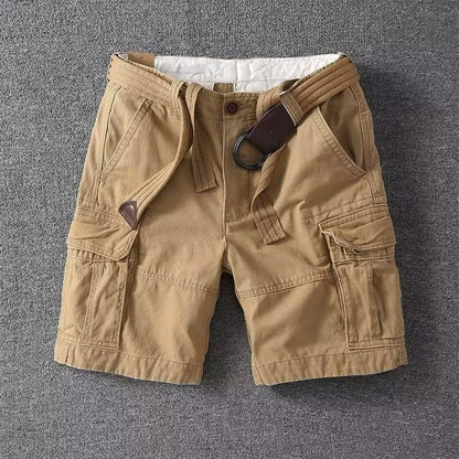 Pantalones Cargo de Hombre – Pantalón Corto de Algodón con Cinturón y Cierre de Botón