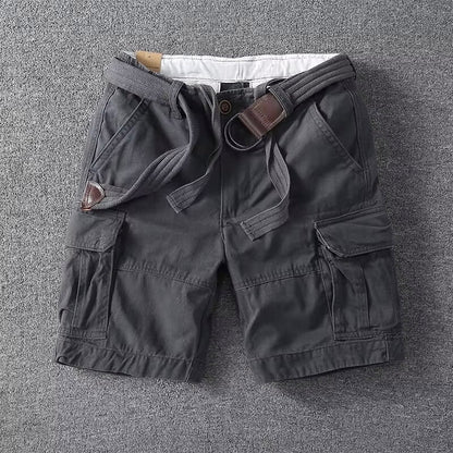 Pantalones Cargo de Hombre – Pantalón Corto de Algodón con Cinturón y Cierre de Botón