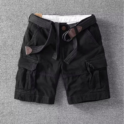Pantalones Cargo de Hombre – Pantalón Corto de Algodón con Cinturón y Cierre de Botón
