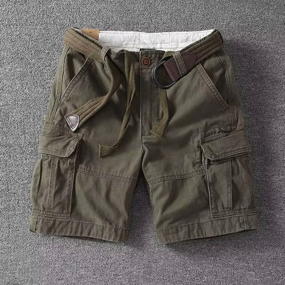 Pantalones Cargo de Hombre – Pantalón Corto de Algodón con Cinturón y Cierre de Botón