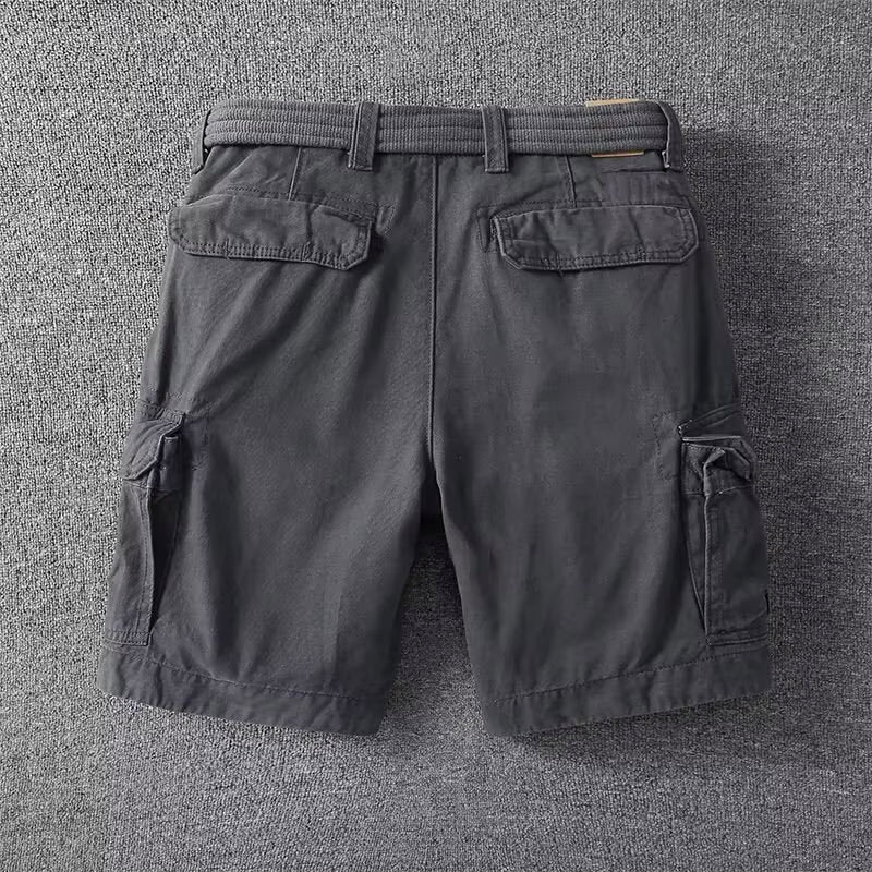 Pantalones Cargo de Hombre – Pantalón Corto de Algodón con Cinturón y Cierre de Botón