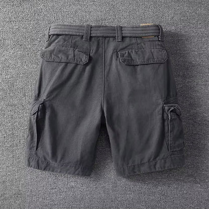 Pantalones Cargo de Hombre – Pantalón Corto de Algodón con Cinturón y Cierre de Botón