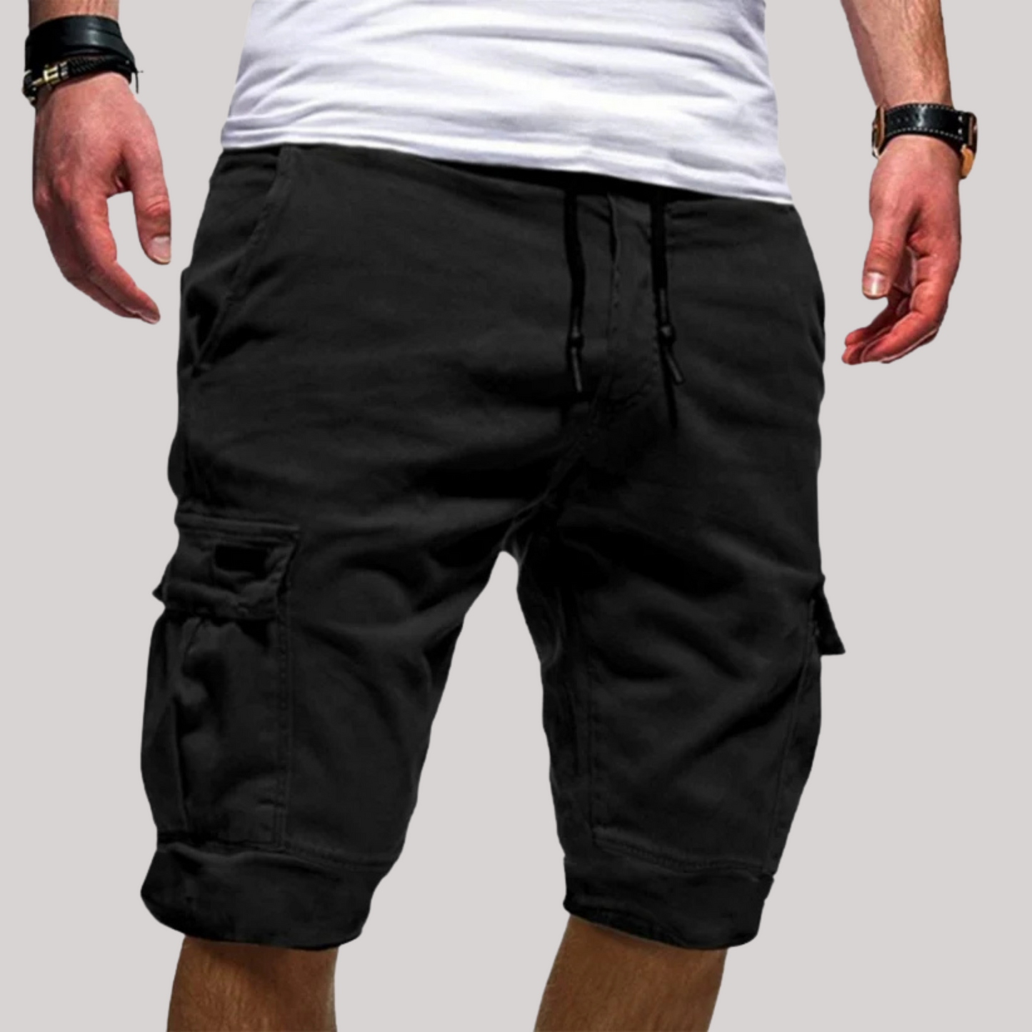 Pantalones Cargo de Hombre – Pantalón Corto Casual con Cintura Elástica y Cordón