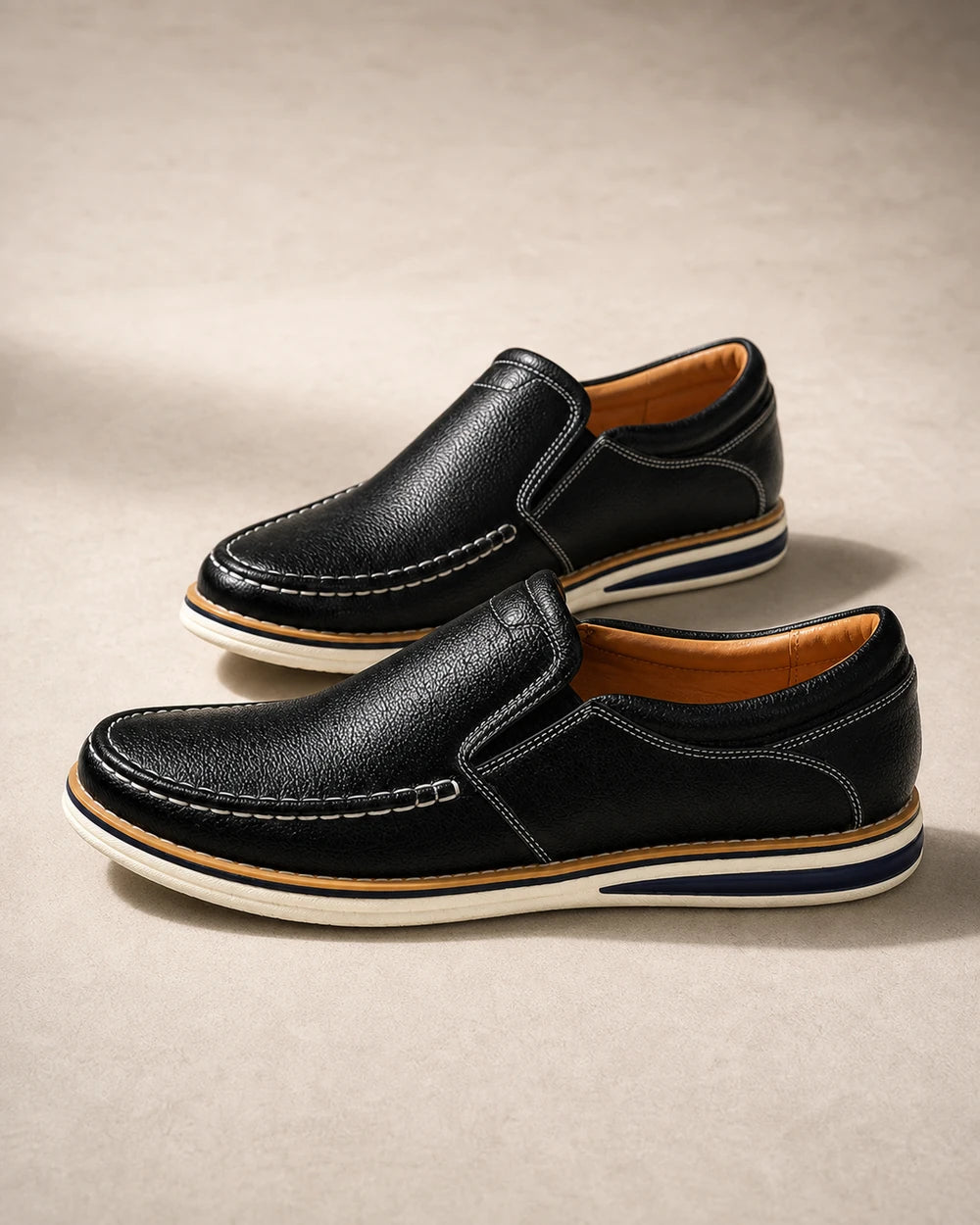Mocasines slip-on de hombre con costuras a mano y paneles elásticos — image 8