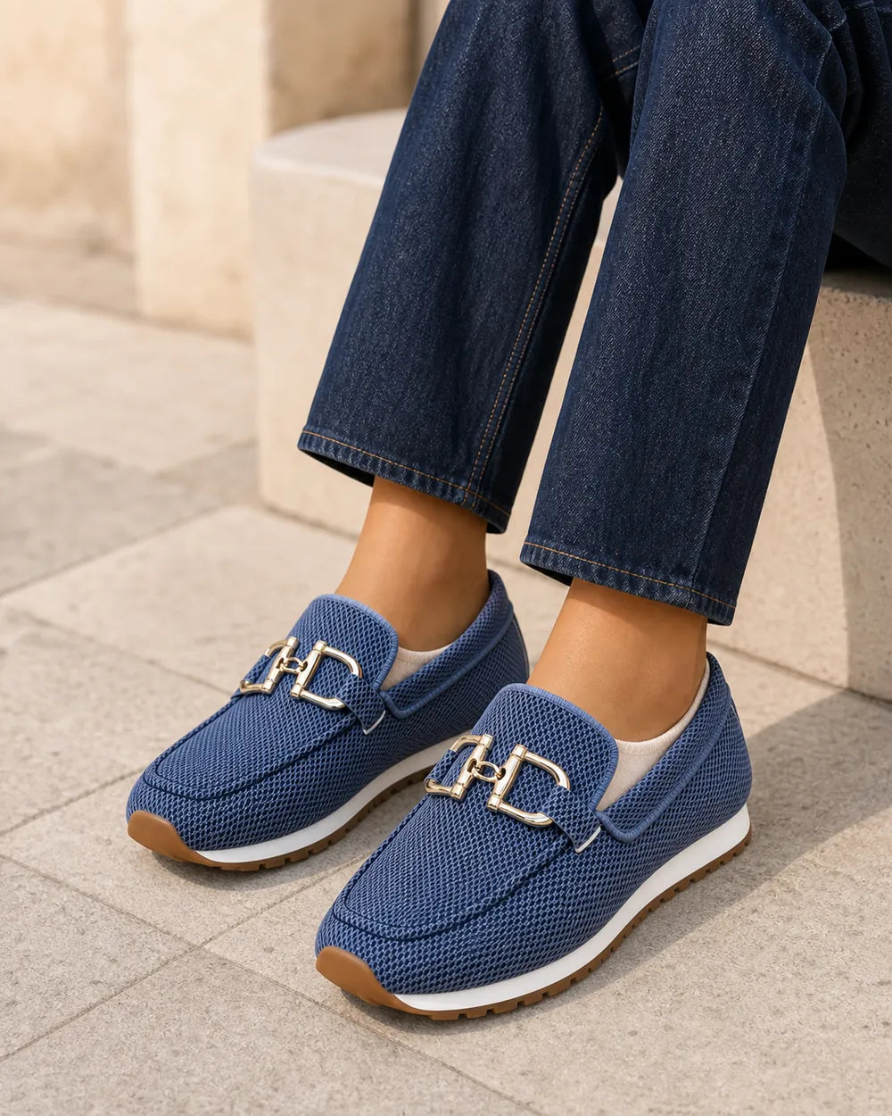 Mocasines de mujer con doble hebilla y suela deportiva — Imagen del producto 8