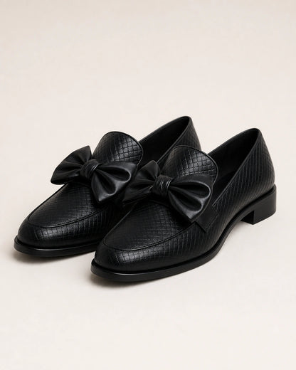 Mocasines negros con lazo y tacón bajo — Imagen del producto 9