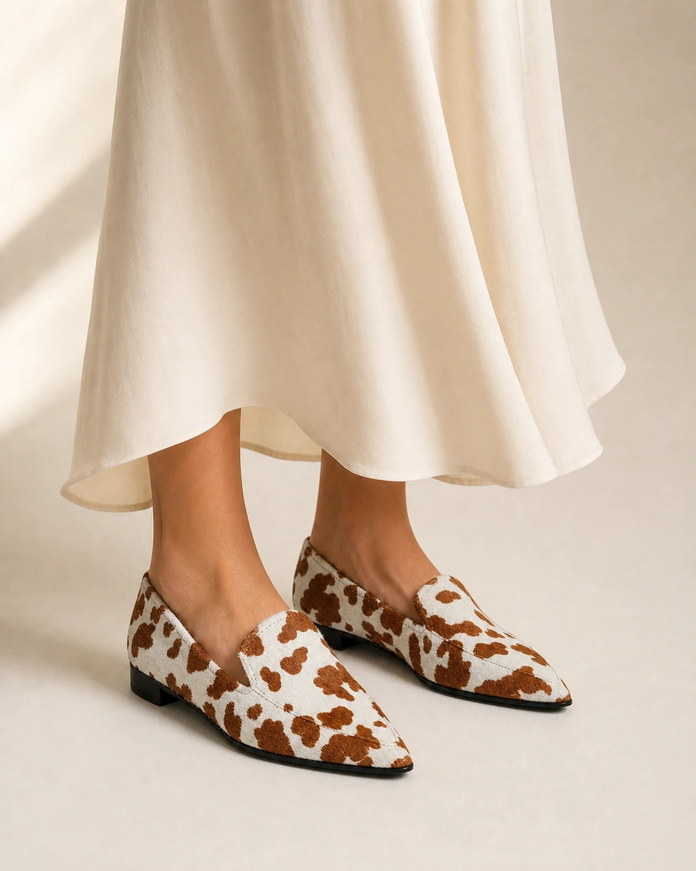 Mocasines de punta con estampado vaca — Imagen del producto 8