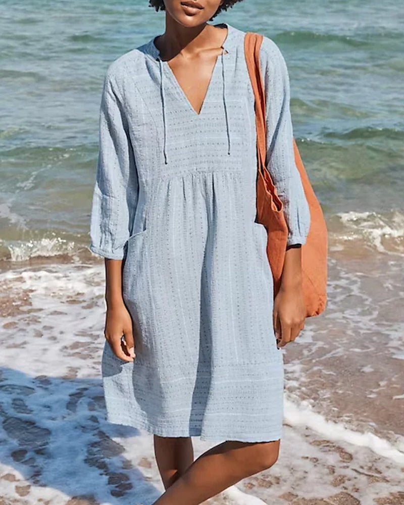 Persephone | Vestido Túnica de Algodón con Capucha y Escote en V para la Playa