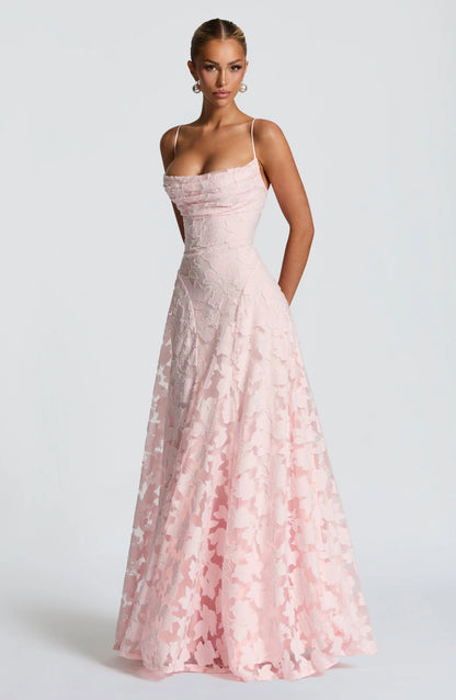 Auriana | Vestido Largo Romántico Floral Escote Cuadrado Tirantes Finos Verano