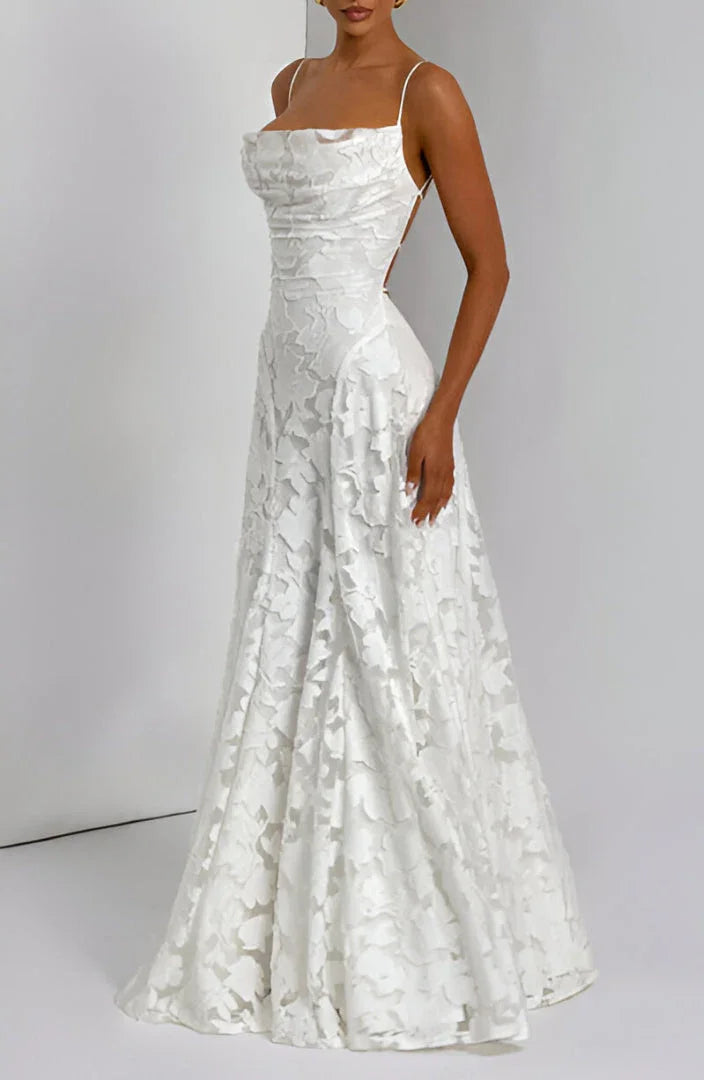Auriana | Vestido Largo Romántico Floral Escote Cuadrado Tirantes Finos Verano