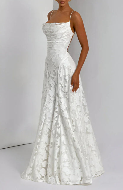 Auriana | Vestido Largo Romántico Floral Escote Cuadrado Tirantes Finos Verano