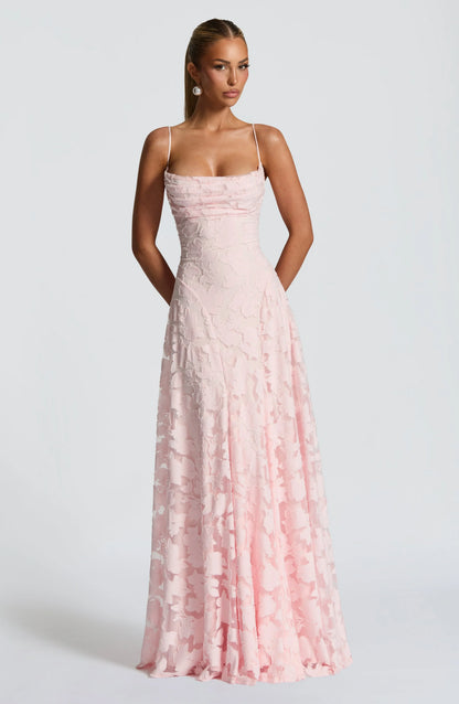 Auriana | Vestido Largo Romántico Floral Escote Cuadrado Tirantes Finos Verano