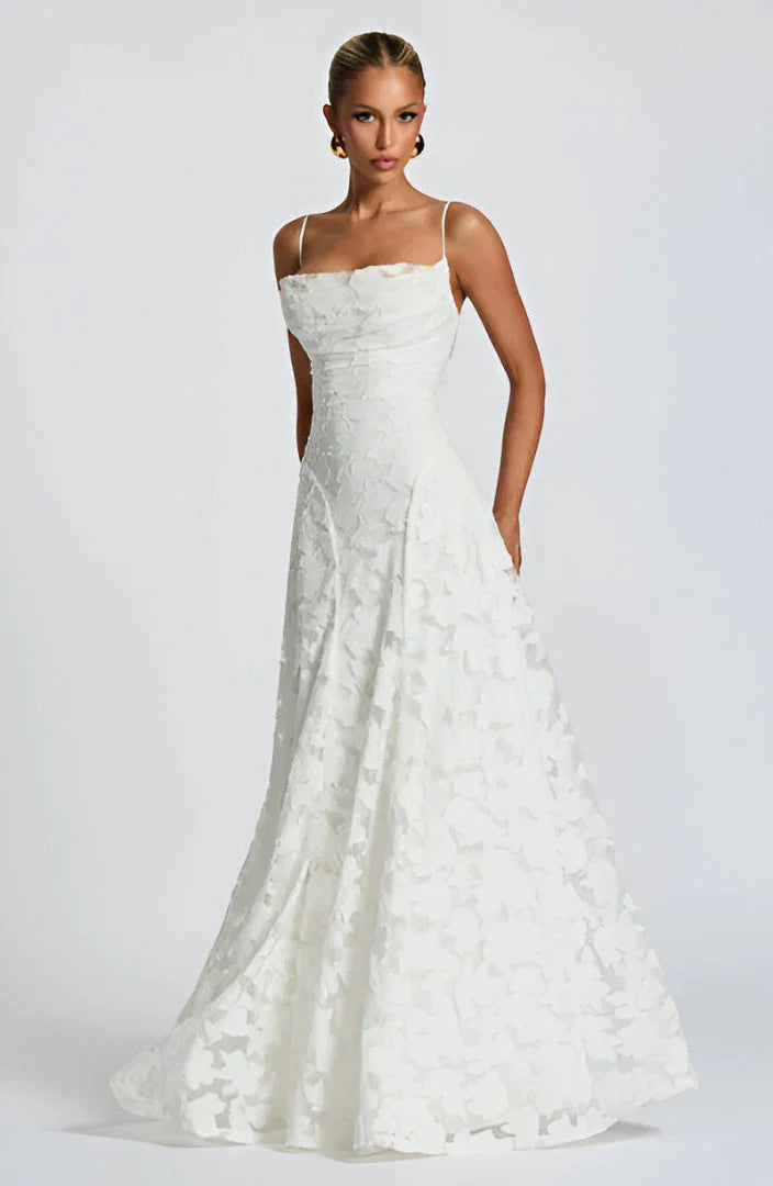 Auriana | Vestido Largo Romántico Floral Escote Cuadrado Tirantes Finos Verano