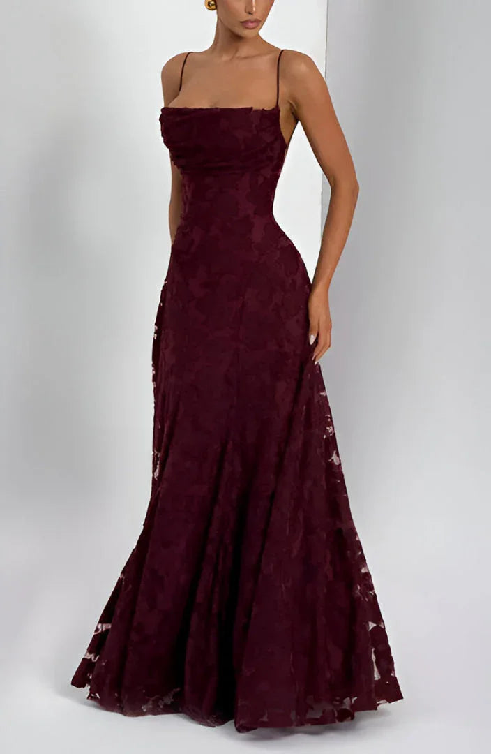 Auriana | Vestido Largo Romántico Floral Escote Cuadrado Tirantes Finos Verano