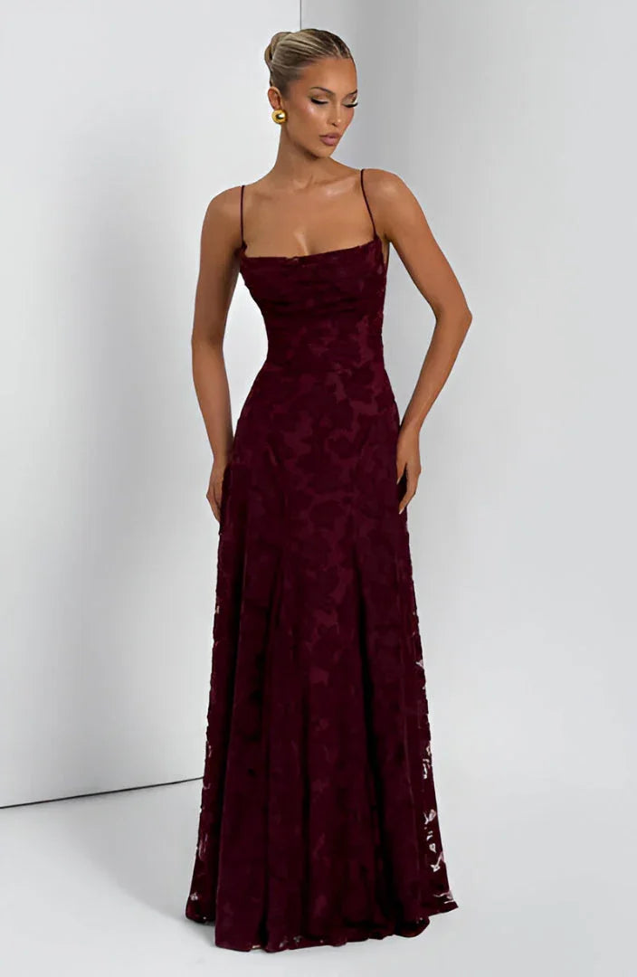 Auriana | Vestido Largo Romántico Floral Escote Cuadrado Tirantes Finos Verano