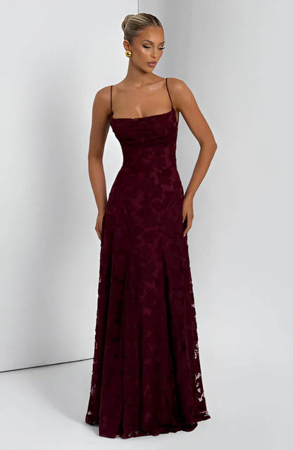 Auriana | Vestido Largo Romántico Floral Escote Cuadrado Tirantes Finos Verano