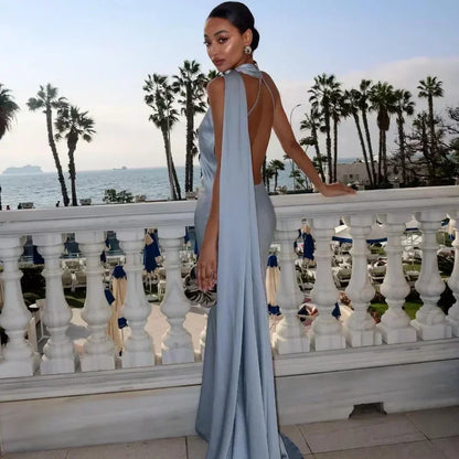 Ottavia | Vestido Largo Drapeado de Satén Un Solo Hombro con Capa Noche