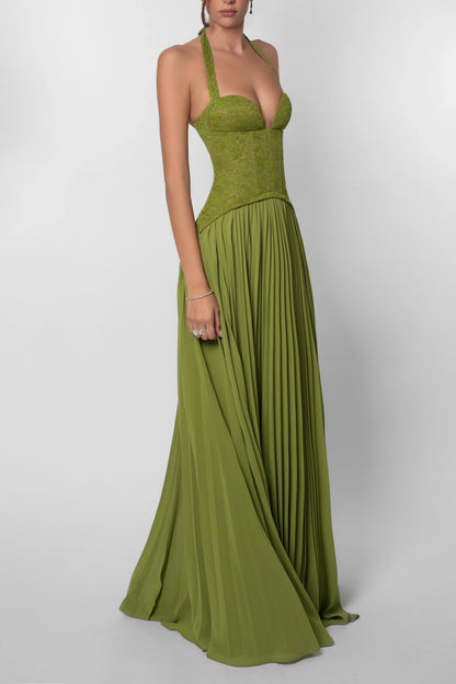 Cosima | Vestido Largo Elegante de Satén Un Solo Hombro Capa Sin Mangas Noche