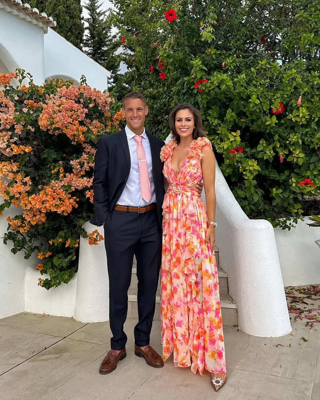 Citania | Vestido Largo Floral Sin Mangas Escote en V Romántico Verano