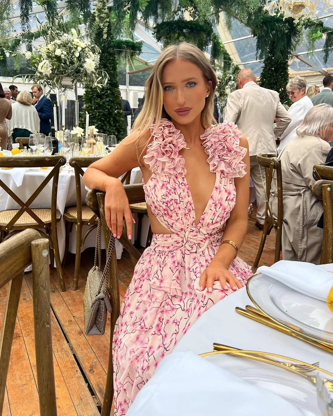 Citania | Vestido Largo Floral Sin Mangas Escote en V Romántico Verano