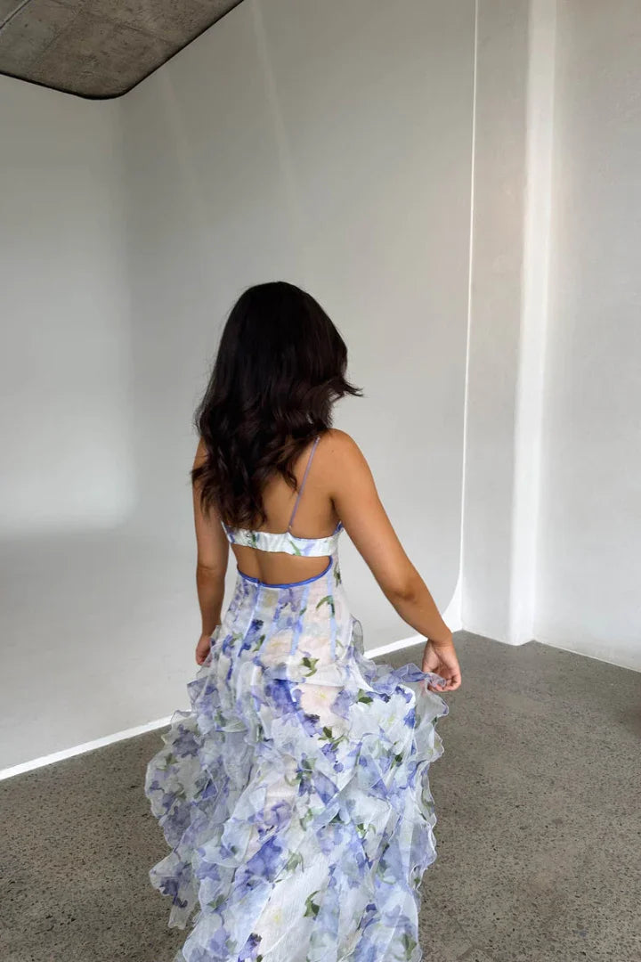 Lavinia | Vestido Largo Boho con Volantes Escalonados Abertura Vaporoso Playa Verano
