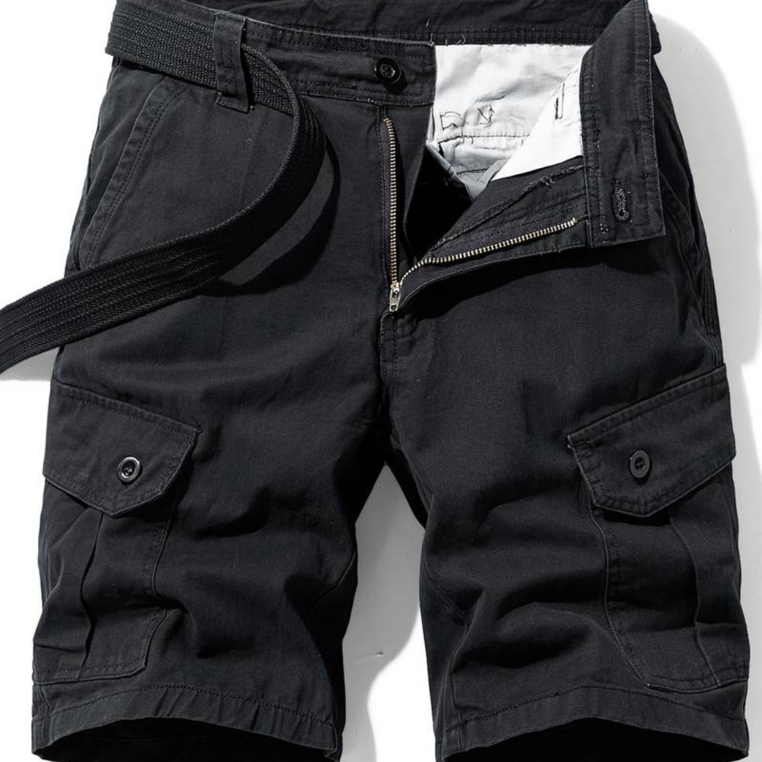 Pantalones Cargo de Hombre – Pantalón Corto de Algodón con Cierre de Botón y Bolsillos de Solapa