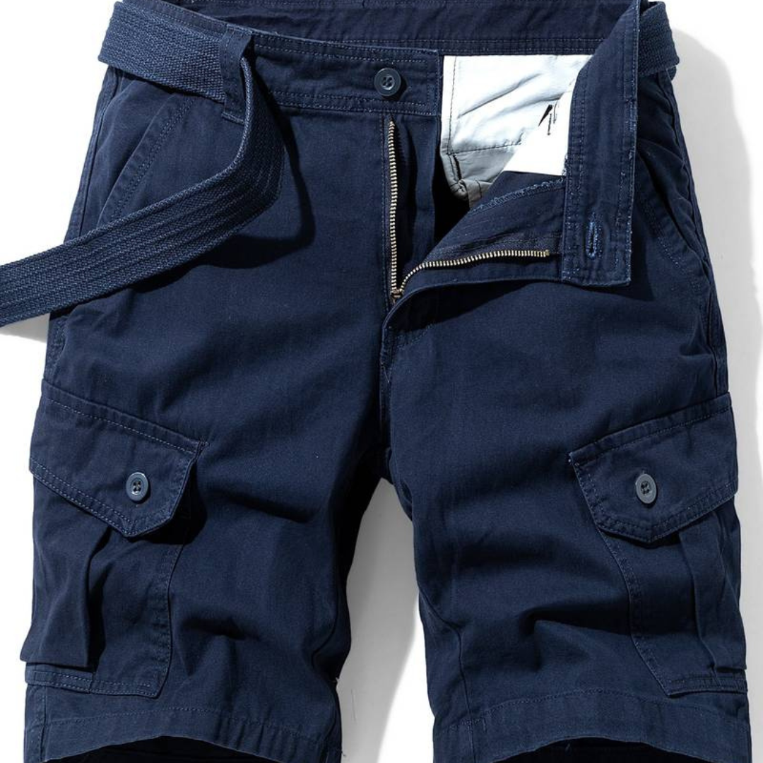 Pantalones Cargo de Hombre – Pantalón Corto de Algodón con Cierre de Botón y Bolsillos de Solapa