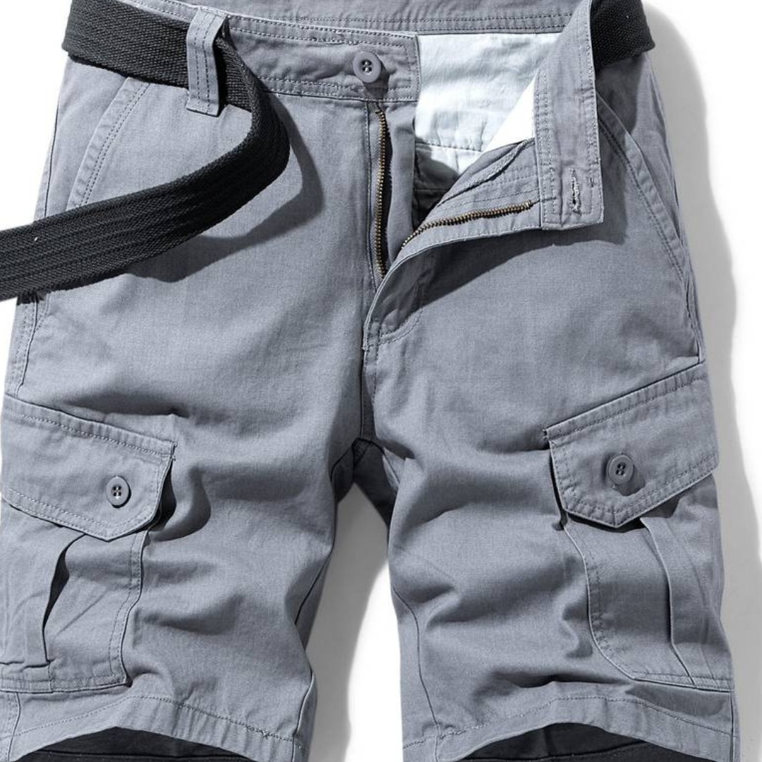 Pantalones Cargo de Hombre – Pantalón Corto de Algodón con Cierre de Botón y Bolsillos de Solapa