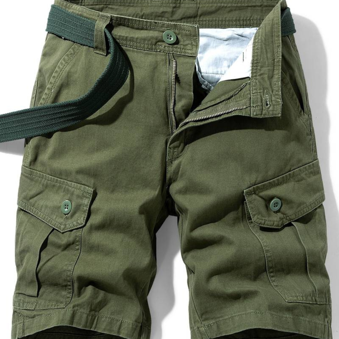 Pantalones Cargo de Hombre – Pantalón Corto de Algodón con Cierre de Botón y Bolsillos de Solapa