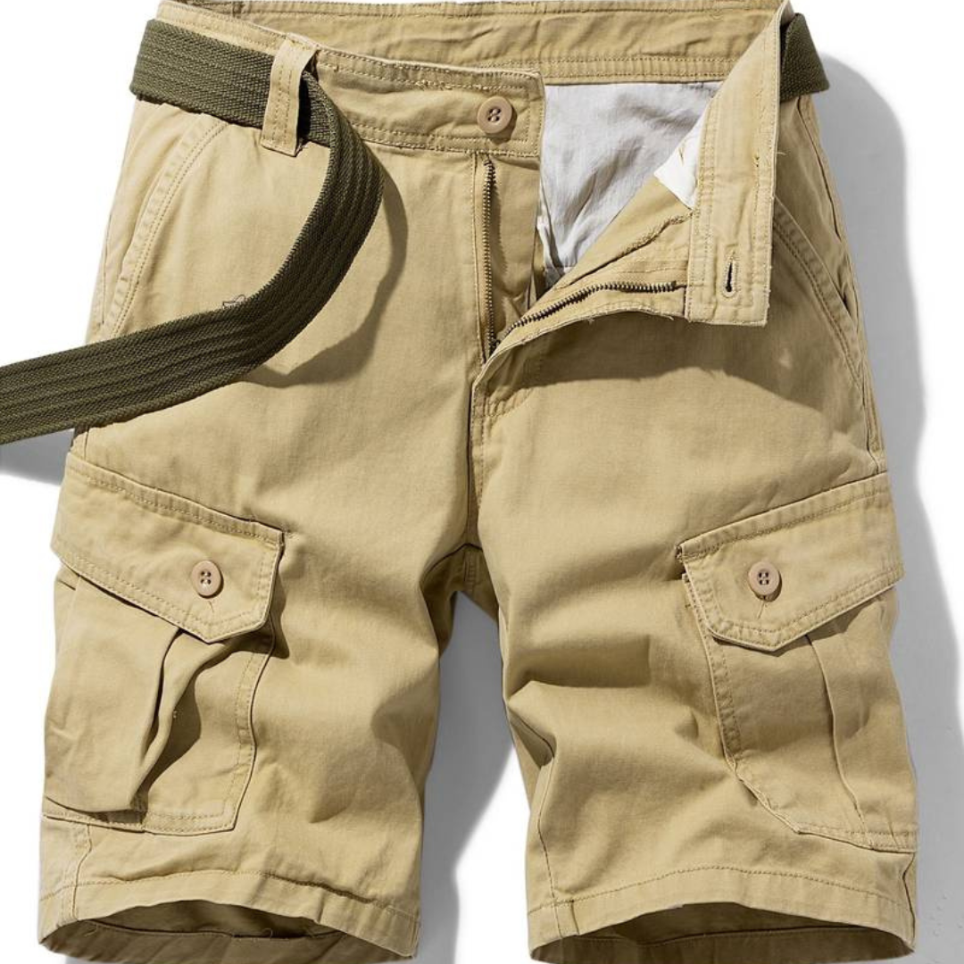 Pantalones Cargo de Hombre – Pantalón Corto de Algodón con Cierre de Botón y Bolsillos de Solapa