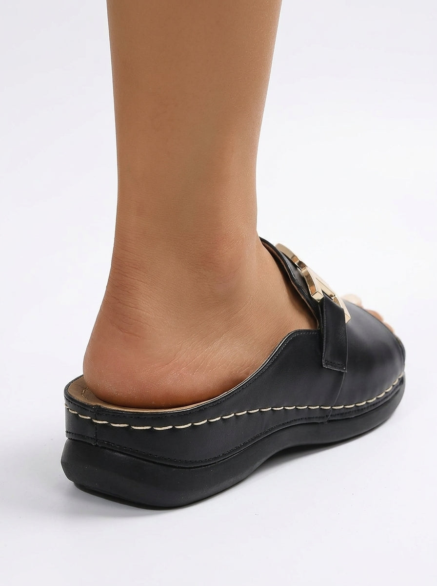 Women's Slide Sandals Black - back