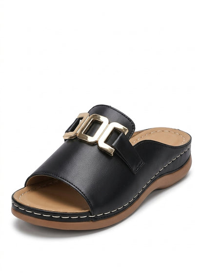 Women's Slide Sandals Black - front