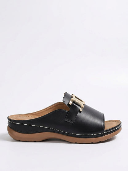 Women's Slide Sandals Black - side