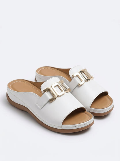 Women's Slide Sandals White - front