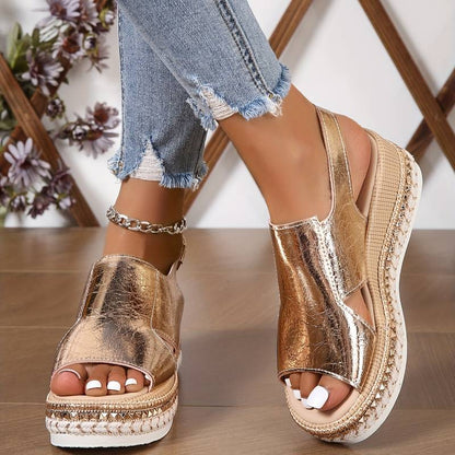 Belcantara | Sandalias Mule de Plataforma Metalizada Plateada