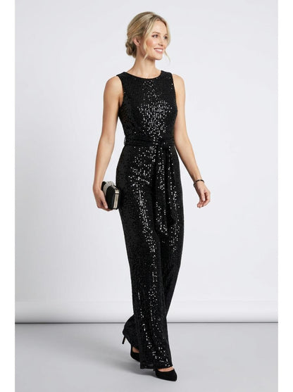Elegant Black Sequin Jumpsuit - Studio Clean