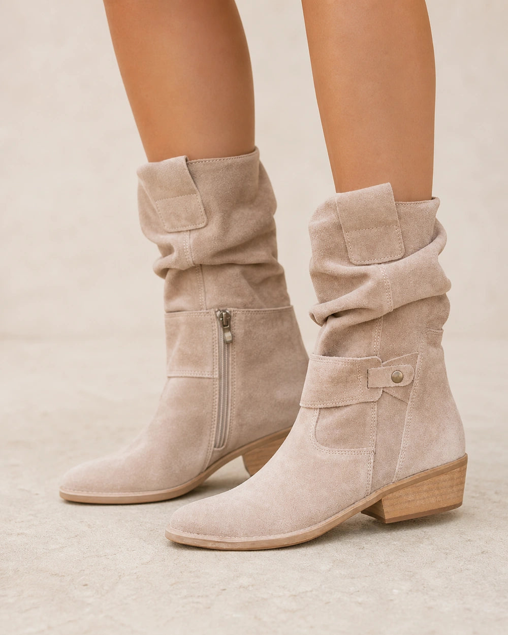 Botines de mujer Emilia de acabado ante y caña fruncida — image 10
