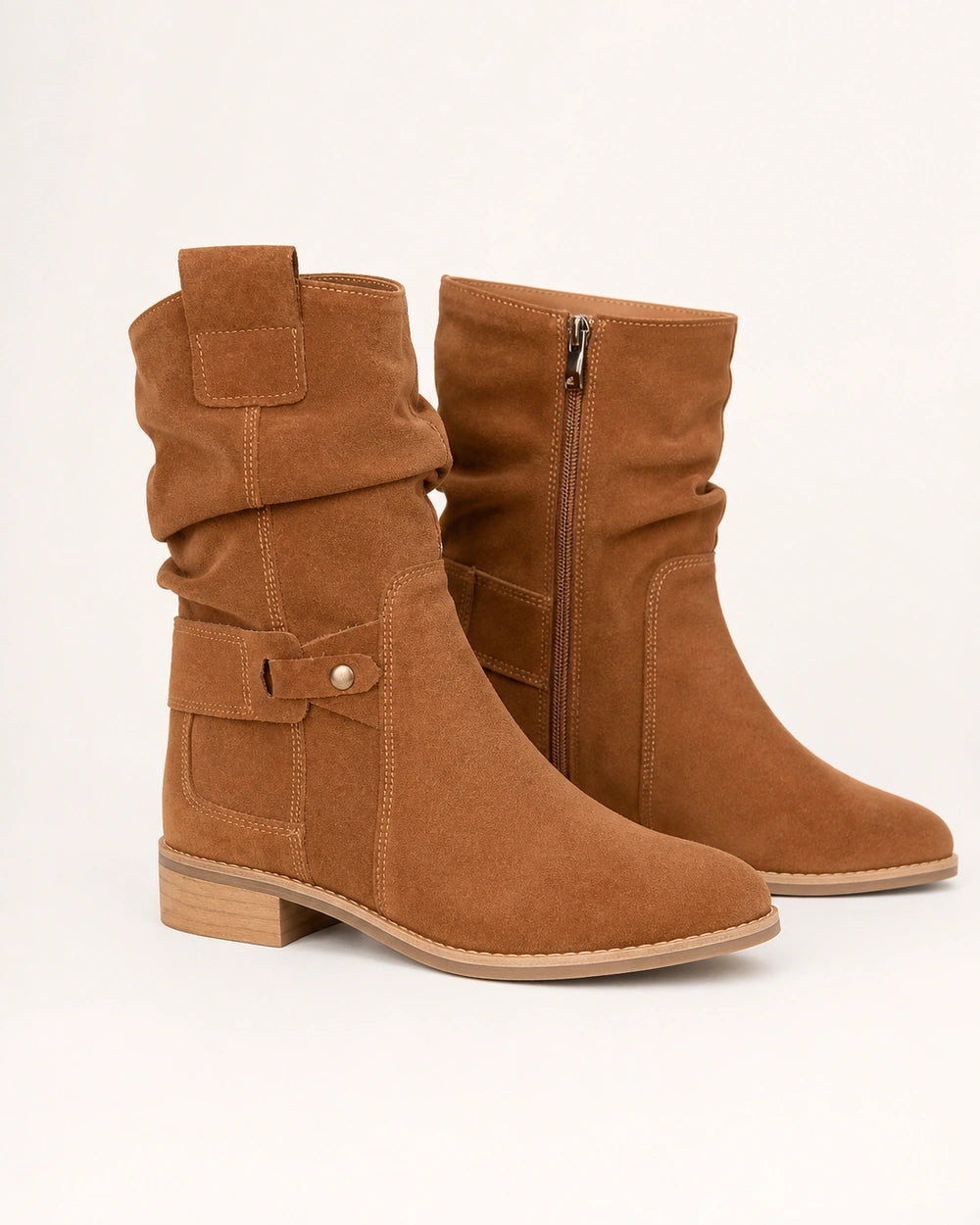 Botines de mujer Emilia de acabado ante y caña fruncida — image 2