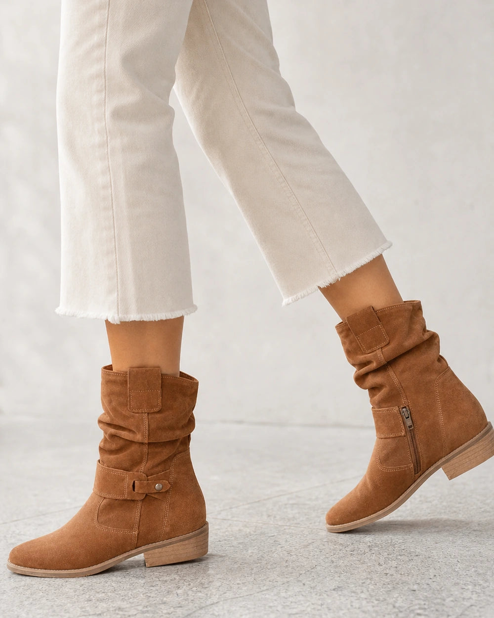 Botines de mujer Emilia de acabado ante y caña fruncida — image 6
