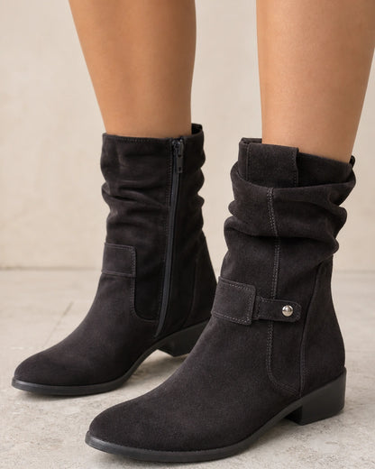 Botines de mujer Emilia de acabado ante y caña fruncida — image 9