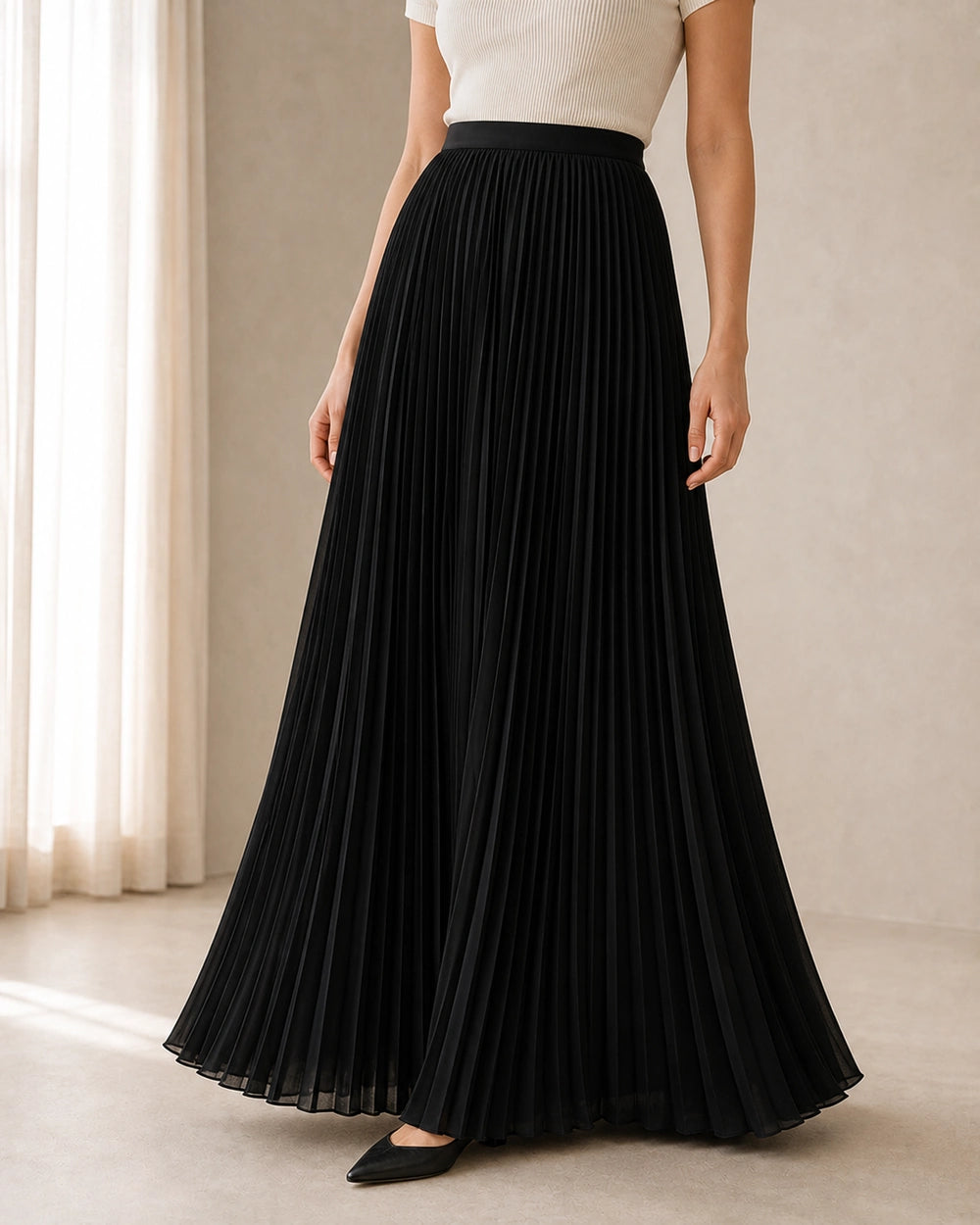 Falda maxi plisada y fluida de mujer — image 11